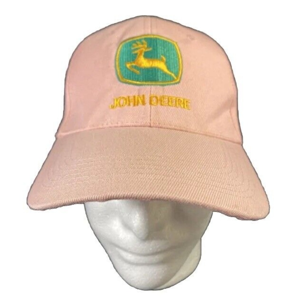 John Deere Baseball Cap Women's Pink Green Adjustable Style Hat Embroidered